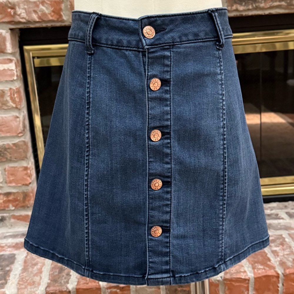 Celebrity Pink Y2K VTG Dark Blue A-Line Mini Skirt w/ Buttons / 7 Juniors / EUC - Picture 3 of 13